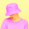 Urban Summer Fashion Girl. Candy colors design. Bucket hat trends