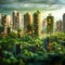 Urban sustainability Vision of a green futuristic cityscape
