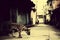 Urban Tiger Apocalypse. A tiger walking through urban ruins in a post-apocalypse like setting. Neural network AI