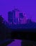 urban town bright purple illustration