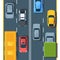 Urban traffic on highway top view flat illustration