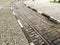 Urban tram track in cobbled street