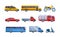 Urban transport set. City cars vehicles. Taxi, public school bus, intercity travel, cargo shipping