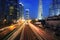 Urban transport traffic rainbow light trails