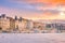 Urban view, Geneva skyline in Switzerland at twilight