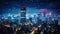 Urban Wonderland, Nightscape of Tokyo Dazzling City Lights. Generative Ai