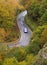 Urbasa mountain range. Car driving in the mountain pass of the Sierra de Urbasa, Navarra