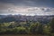 Urbino city skyline and countryside landscape. Marche region, Italy