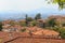 Urbino, Italy - August 9, 2017: the old city. roofs of houses under red tiles. view from above.