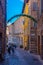 Urbino, Italy, October 1, 2021: Narrow street in the old town of