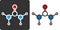 Urea (carbamide) molecule, flat icon style. Used in skin care, but also in agriculture (fertilizer). Atoms shown as color-coded