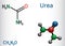 Urea, carbamide molecule. It is a nitrogenous compound containing a carbonyl group, is used as fertilizer, in cosmetics.