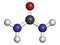 Urea (carbamide) molecule. Used in cosmetics, fertilizer; present in urine. Atoms are represented as spheres with conventional