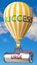 Urge and success - shown as word Urge on a fuel tank and a balloon, to symbolize that Urge contribute to success in business and