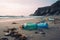 Urgent Global Problem Of Plastic Bottles Littering Beach, Harming Ecosystems - Generative AI