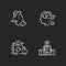 Urgent health care chalk white icons set on black background