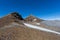 Uri Rotstock mountain peak in Swiss alps, blue sky, summer