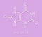 Uric acid molecule. High blood levels lead to gout disease. Skeletal formula.