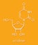 Uridine nucleoside molecule. Building block of RNA. Skeletal formula.