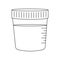 Urinalysis outline icon. Urine sample in plastic container. Laboratory examination and diagnostics concept