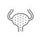 Urinary bladder inflammation line icon. Cystitis, bladder stones symbol