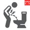 Urine pain glyph icon, pee and illness, bladder ache vector icon, vector graphics, editable stroke solid sign, eps 10.
