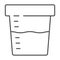 Urine sample for analysis thin line icon, Medical tests concept, sampling container sign on white background, Urine test