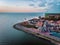 Urk Flevoland Netherlands, harbor with lighthouse on a bright summer in the Netherlands at the historical village of Urk