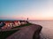 Urk Netherlands, lighthouse of Urk on a bright summer day with no people by the lake ijsselmeer