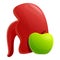 Urology kidney green apple icon, cartoon style