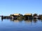 The Uros floating island with boats