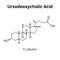 Ursodeoxycholic acid. Chemical molecular formula of bile acids. Vector illustration on isolated background