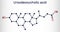 Ursodeoxycholic acid, ursodiol, UDCA molecule. It is used as cholagogue and choleretic in the treatment of cholelithiasis, biliary