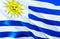 Uruguay flag. 3D Waving flag design. The national symbol of Uruguay, 3D rendering. National colors and National South America flag