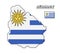 Uruguay map and flag . Modern simple line cartoon design . Vector