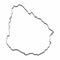 Uruguay map outline graphic freehand drawing on white background.