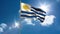 Uruguay national flag waving on flagpole