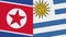 Uruguay and North Korea Two Half Flags Together