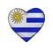 Uruguayan Flag Heart Shape Emblem
