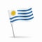 Uruguayan flag map pointer layout. Vector illustration.