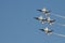 US Air Force Thunderbird fighter jets performing aerial maneuvers during an air show in Atlanta, GA