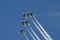 US Air Force Thunderbird fighter jets performing aerial maneuvers during an air show in Atlanta, GA