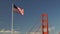 US American Flag Waving Golden Gate Bridge National Recreation Area