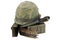 US Army Ammo Box with ammunition belt, bayonet and helmet