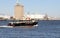 US Army Corps of Engineers Survey Vessel MORITZ passing Kill Van Kull strait westward on background of Bayonne, NJ