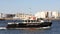 US Army Corps of Engineers Survey Vessel MORITZ passing Kill Van Kull strait westward on background of Bayonne, NJ