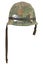 US Army helmet Vietnam war period with camouflage cover goggles and dog tags