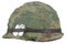 US Army helmet Vietnam war period with camouflage cover goggles and dog tags