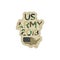 US Army original font inscription in camouflage with USA map. Flat vector illustration EPS10