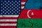 US and Azerbaycan flag on textured cracked ground. The concept of cooperation between the two countries. 3d rendering